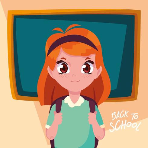 Back to School Girl with Backpack  vector