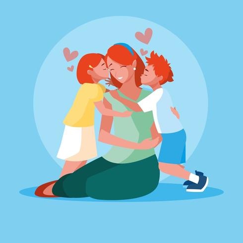 Madre pasar tiempo con niños vector