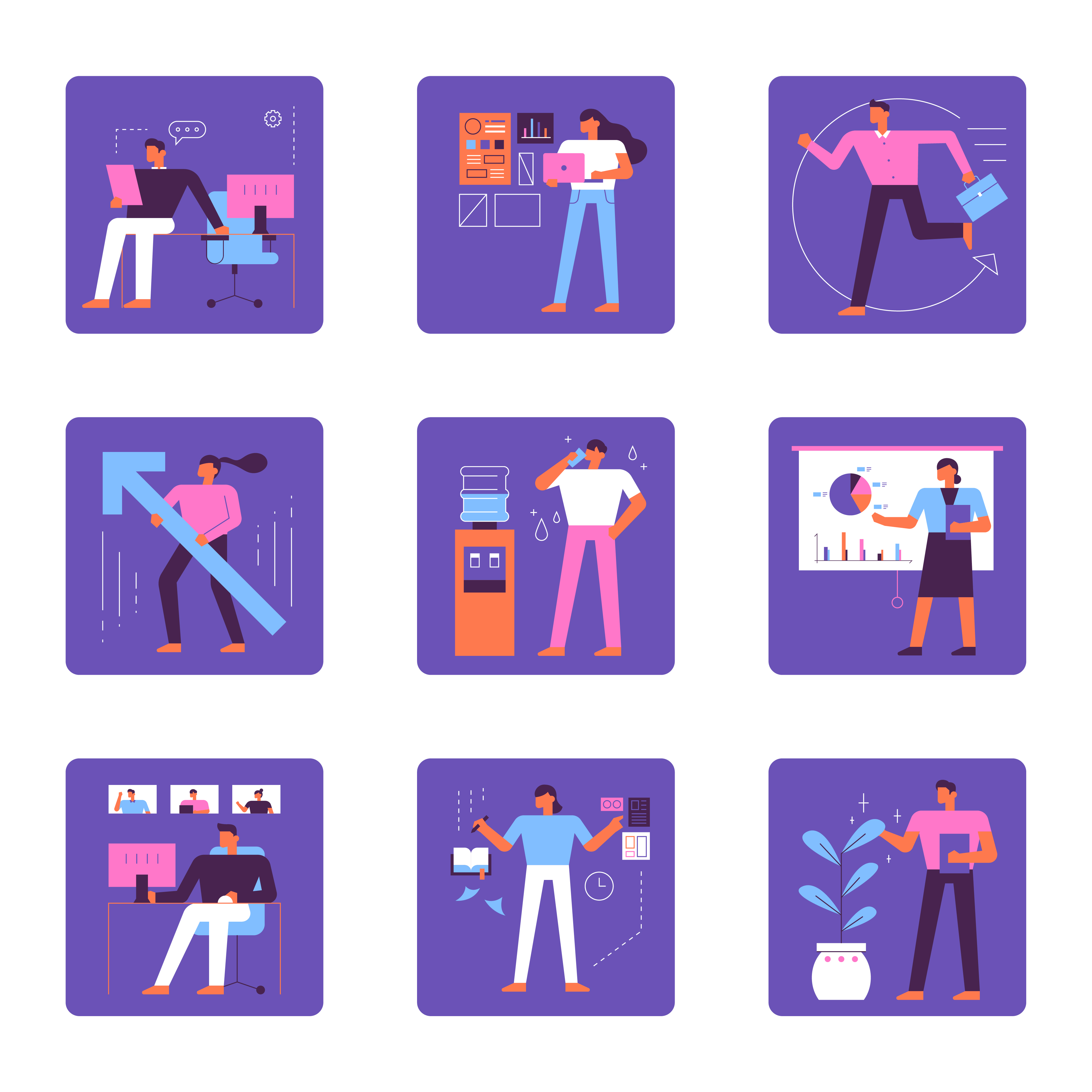 Set of people doing various tasks in the office 666768 Vector Art at