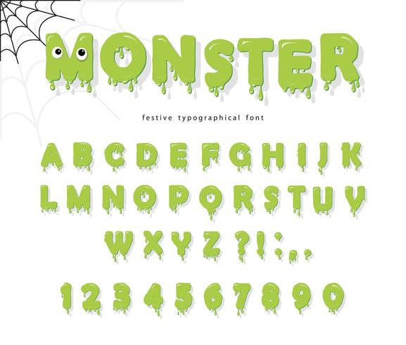 Halloween cute monster font for kids vector