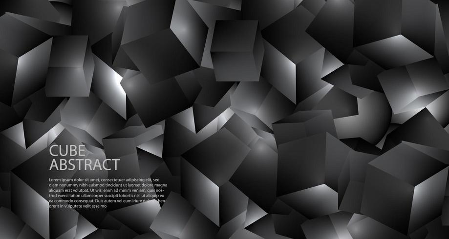 3D polygonal geometric black cube texture structure metallic background vector