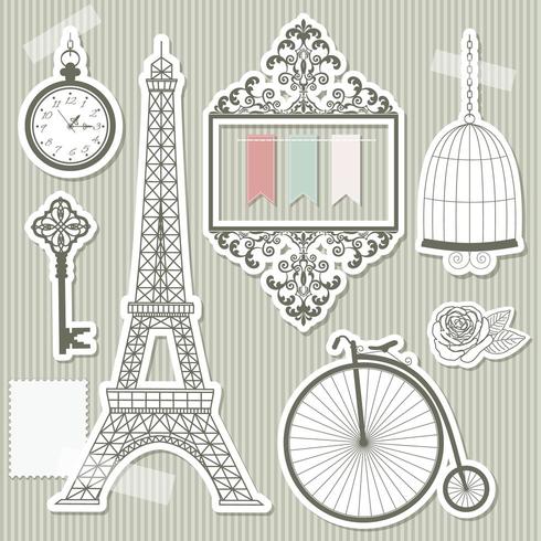 Vintage objects paper cut vector