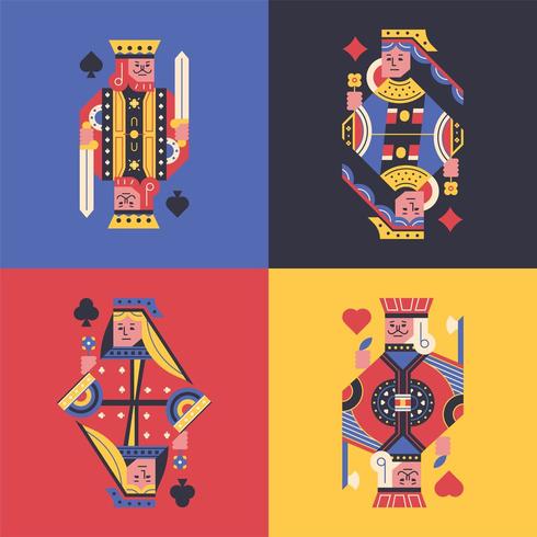 Colorful King and Queen Cards vector