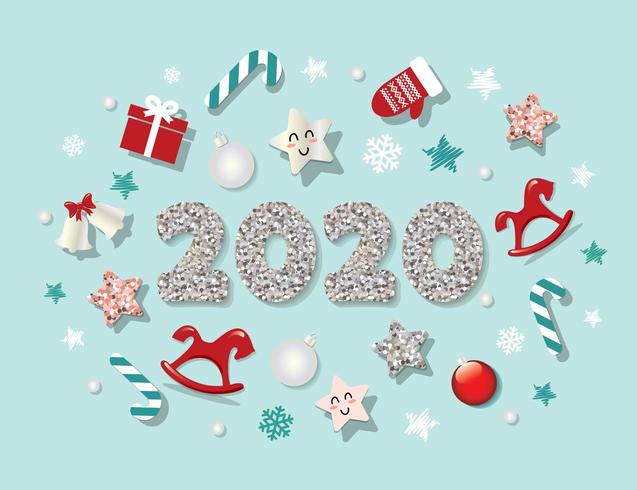 2020 New year template vector