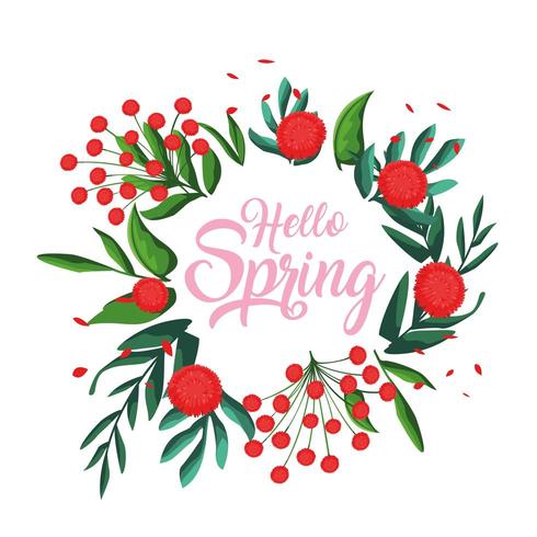 hello spring card with flowers vector