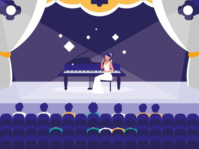 escenario con espectáculo de pianista vector