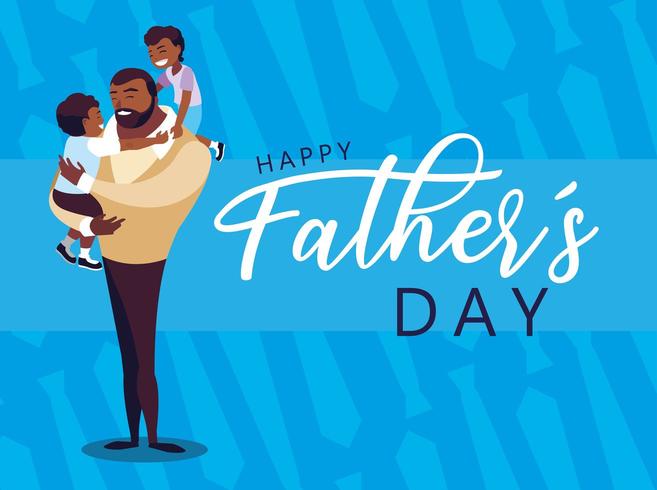 happy father day card with children vector