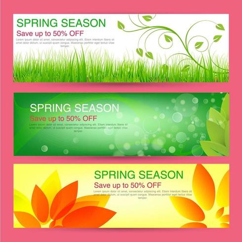 Set of 3 Colorful Spring Sale Banners vector