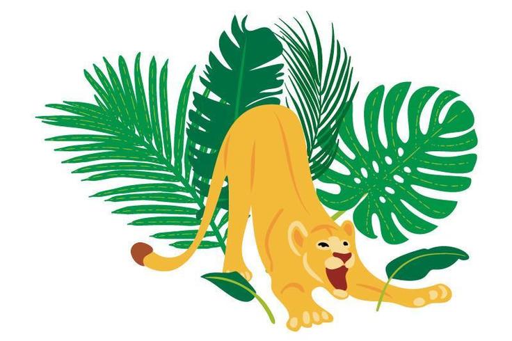 Hand drawn flat composition with lion vector