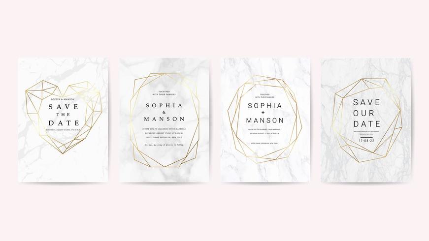 Luxury marble wedding invite card vector