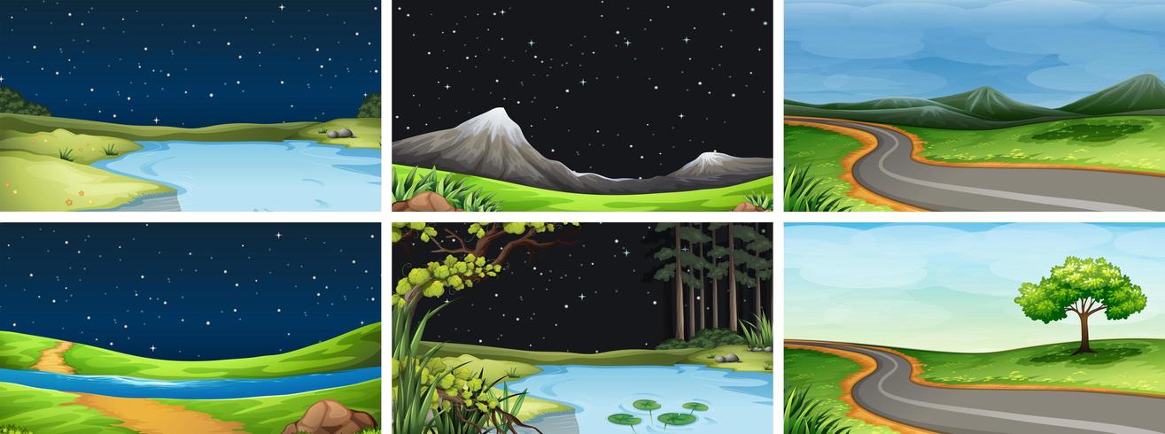Set of natue landscape vector