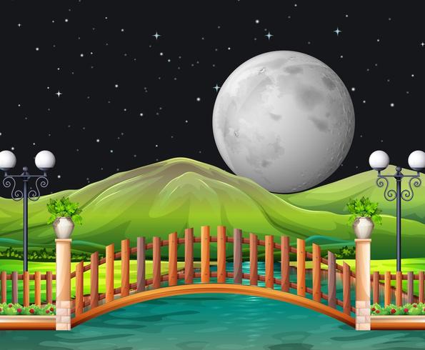 Scene with fullmoon and park vector