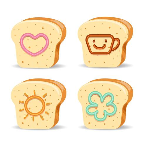 Pan con lindos diseños de mermelada vector