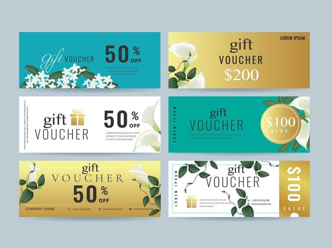 Gift voucher Coupon template collection vector