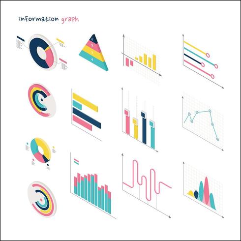 isometric graph set. vector