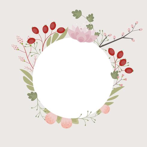 Tarjeta de ilustración elegante marco floral con fondo de tono suave vector