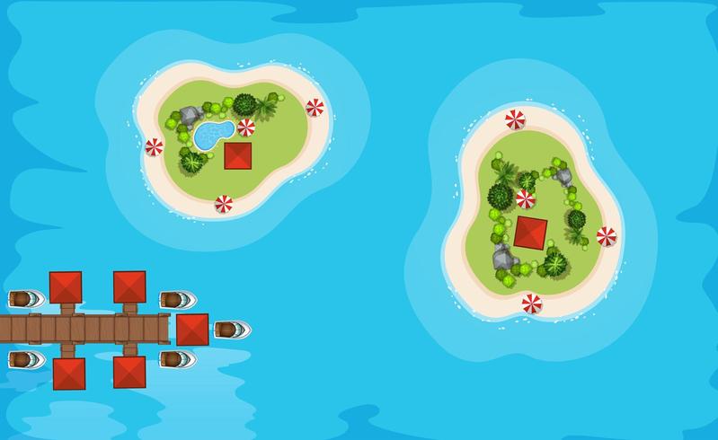 Aerial view of two islands in the sea vector