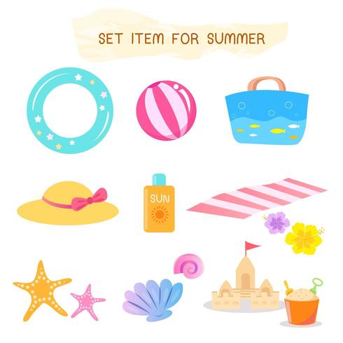 Set of Items For Summer vector