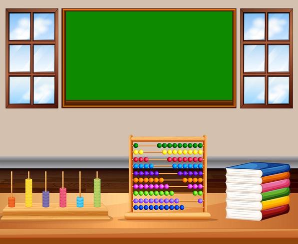 Classroom with board and books vector