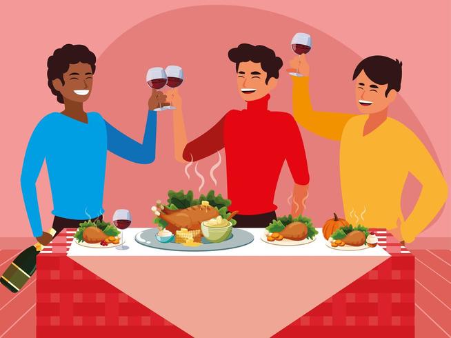 group of men celebrating thanksgiving vector