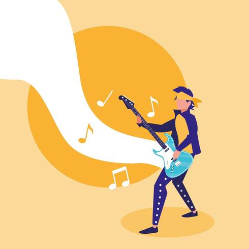 rocker man playing guitar vector