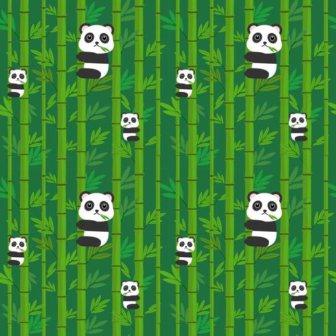 Seamless pattern panda on the bamboo. vector
