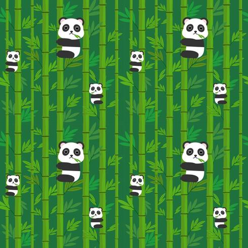 Seamless pattern panda on the bamboo. vector