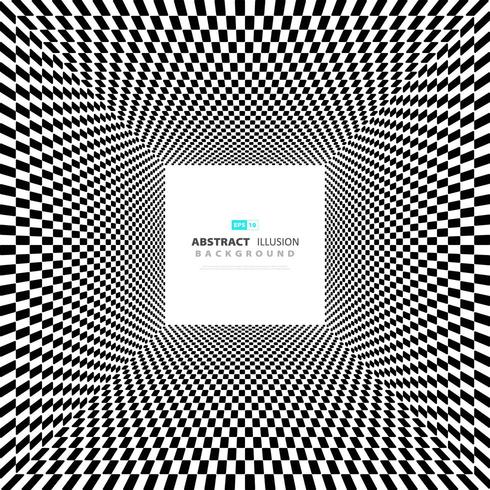 Abstract minimal square black and white illusion background vector