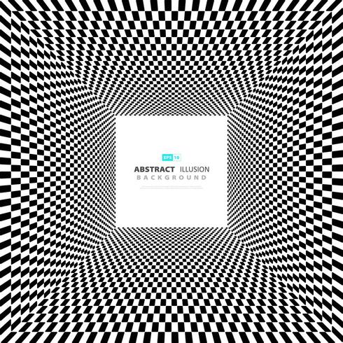 Abstract minimal square black and white illusion background vector