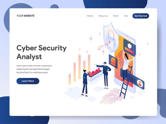 Cyber Security Analyst Isometric Illustration Concept vector