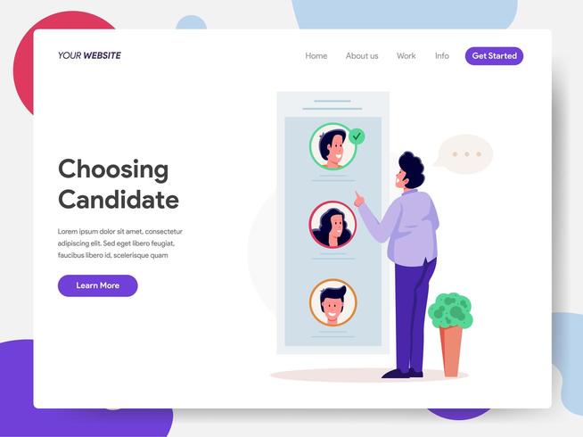 Landing page template of Citizen Choosing Candidate To Vote vector