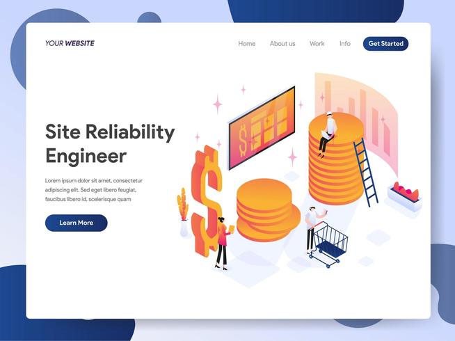 Site Reliability Engineer Isometric Illustration Concept vector