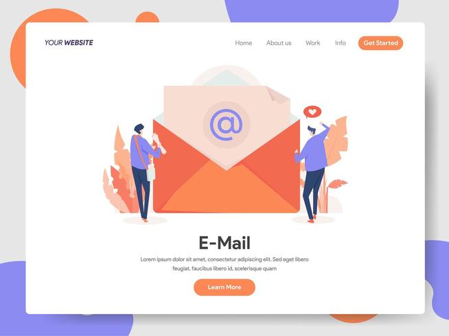 Landing page template of E-mail Illustration Concept vector