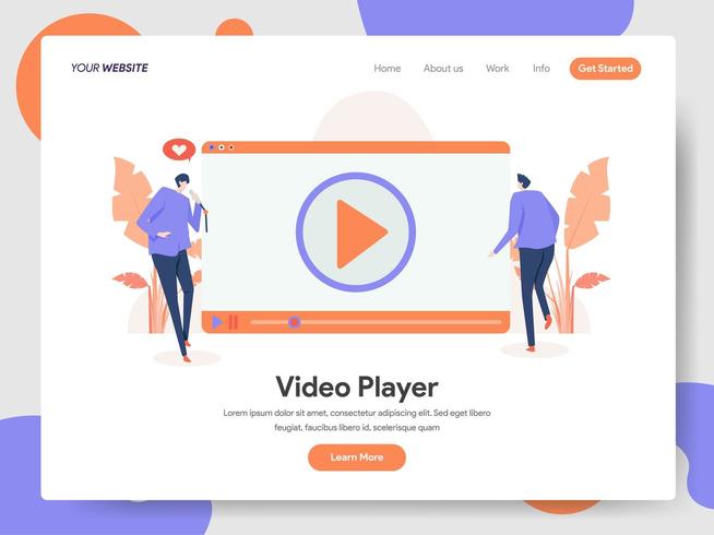 Landing page template of Video Player Illustration Concept vector