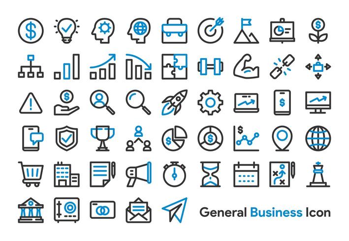 Conjunto de iconos de negocios y finanzas generales vector