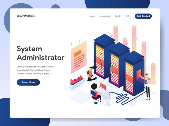 System Administrator Isometric Illustration Concept vector