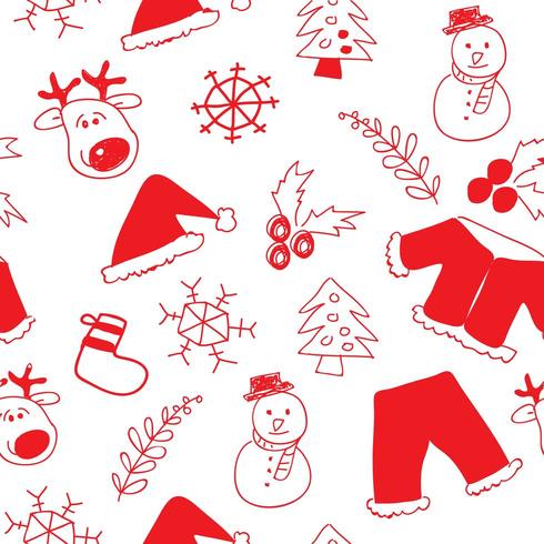 Hand Drawn Christmas Seamless Pattern Background  vector