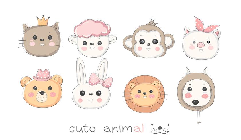 Cute Baby Animal Icon Set vector