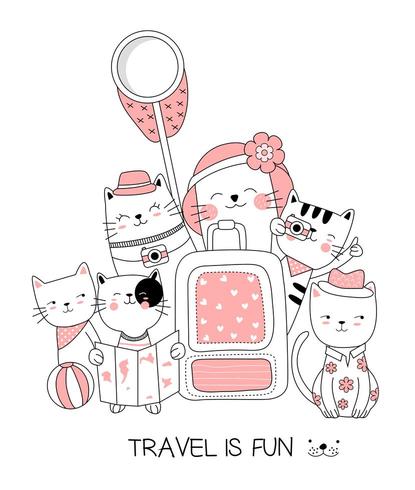 Travel is Fun Baby Animals Greeting Card vector