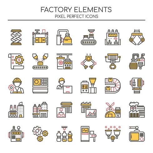 Set of Duotone Thin Line Factory Icons  vector