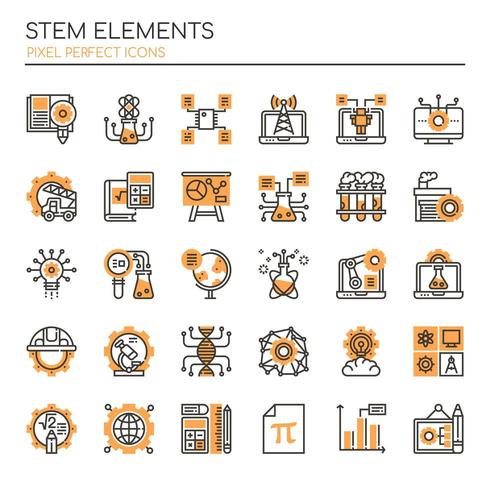 Set of Duotone Thin Line STEM Elements   vector