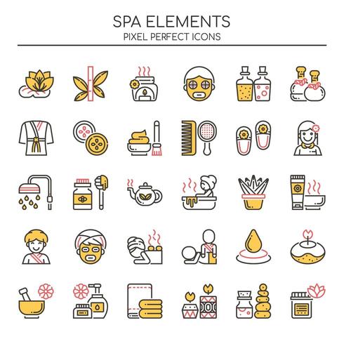 Set of  Duotone Thin Line Spa Elements  vector