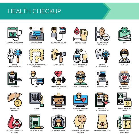 Set of Color Health Care Checkup Exam Icons