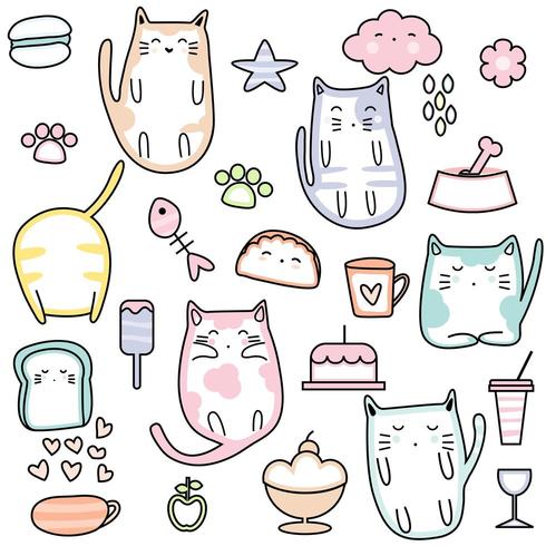 Cats and Sweets Cute Seamless Pattern vector