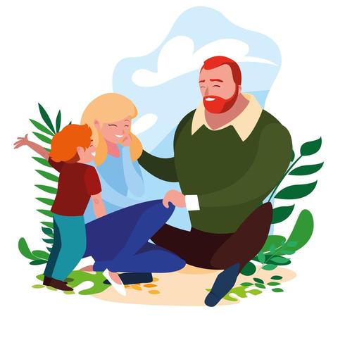 parents with son outdoors vector