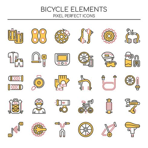 Conjunto de iconos de bicicleta Duotone Thin Line vector