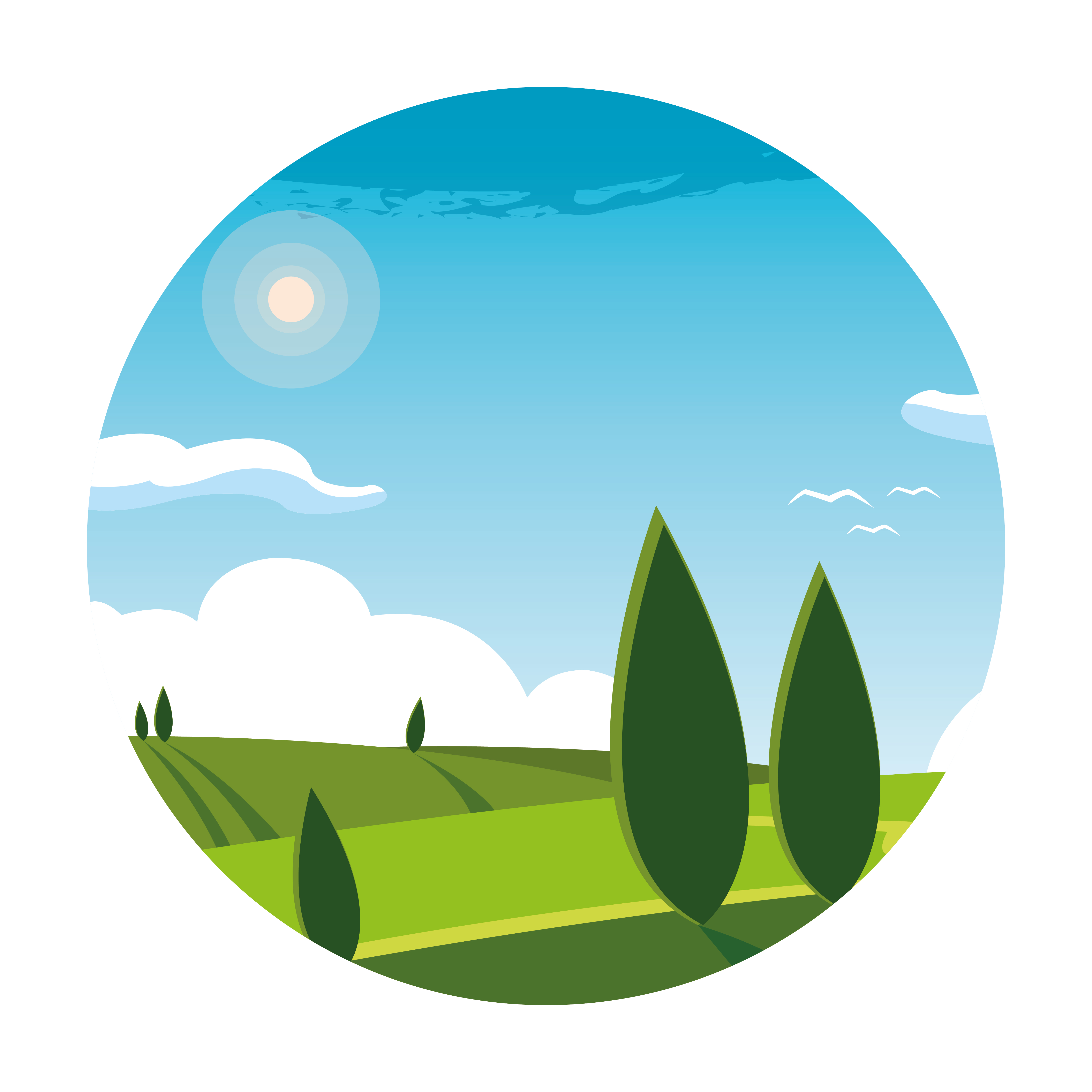 landscape nature scene in frame circular 667561 Vector Art at Vecteezy