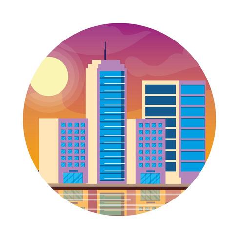 cityscape buildings sunset  vector