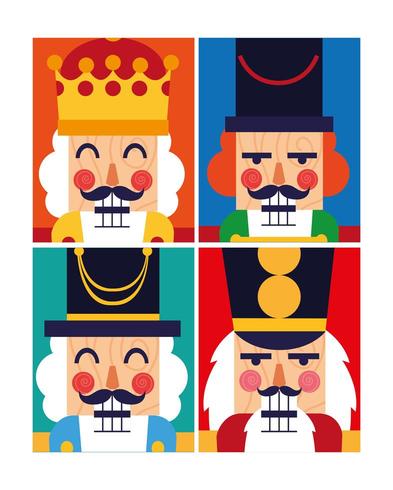 set of nutcracker faces  vector