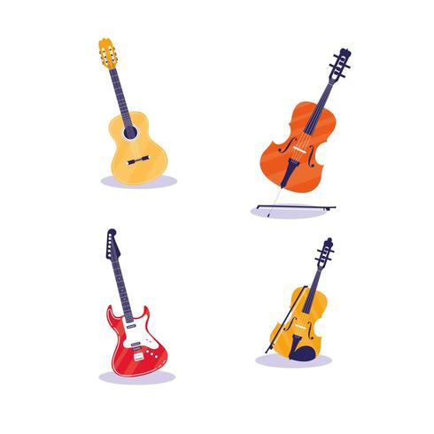 set of musical instruments vector